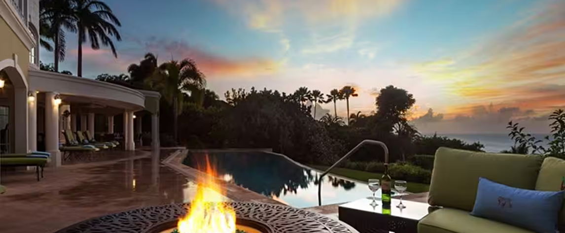 Resort with sunset view